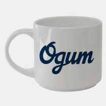 Caneca Branca Bucks de Porcelana 450ML UMBANDA CAMDOMBLE ESCRITA OGUM AZUL