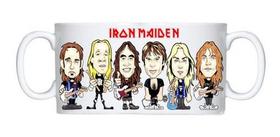 Caneca Branca De Bandas Rock Iron Maiden Caricatura Logo