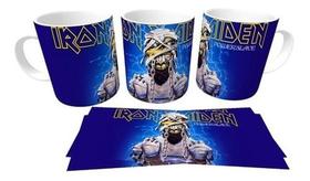 Caneca Branca De Bandas Rock Iron Maiden Power Slave Logo