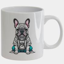 Caneca Branca de Porcelana 325ml BULLDOG ARTE 2 ESTILO FOFO