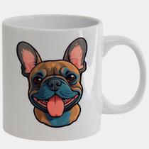 Caneca Branca de Porcelana 325ml BULLDOG FRANCES LINGUA