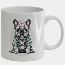 Caneca Branca de Porcelana 325ml BULLDOG POSE FOFO ESTILO