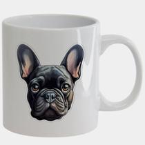 Caneca Branca de Porcelana 325ml BULLDOG PRETO DESENHO