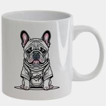 Caneca Branca de Porcelana 325ml BULLDOG SENTADO ESTILO FOFO
