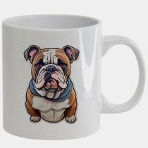 Caneca Branca de Porcelana 325ml BULLDOG SENTADO FOFINHO