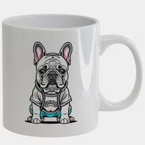 Caneca Branca de Porcelana 325ml BULLDOG SENTADO FOFO