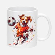 Caneca Branca de Porcelana 325ml CACHORRO FUTEBOL BOLA 1