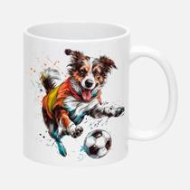 Caneca Branca de Porcelana 325ml CACHORRO FUTEBOL BOLA 10