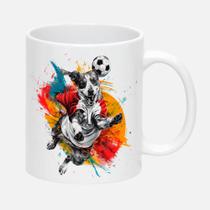 Caneca Branca de Porcelana 325ml CACHORRO FUTEBOL BOLA 4