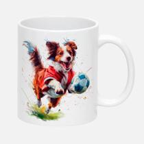 Caneca Branca de Porcelana 325ml CACHORRO FUTEBOL BOLA 7