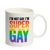 Caneca Branca de Porcelana 325ml EU NAO SOU GAY EU SOU SUPER GAY LGBT LGBTQIA