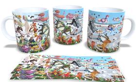 Caneca Branca de Porcelana Personalizada Coleção Luta em Quadrinhos