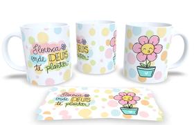 Caneca Branca de Porcelana Personalizada Coleção Sonhos e Flores