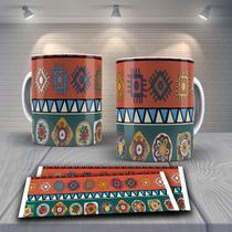 Caneca Branca de Porcelana Personalizada Coleção Tribal