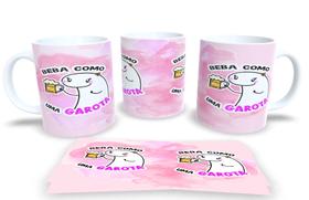 Caneca Branca de Porcelana Personalizada Flork Beba Com Uma Garota Caneca Branca de Porcelana Personalizada Flork Beba Com Uma Garota