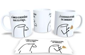 Caneca Branca de Porcelana Personalizada Flork Frases Engraçadas, Divertidas Pack2