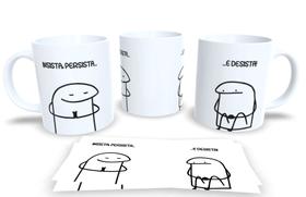 Caneca Branca de Porcelana Personalizada Flork Frases Engraçadas, Divertidas Pack2