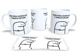 Caneca Branca de Porcelana Personalizada Flork Frases Engraçadas, Divertidas Pack2
