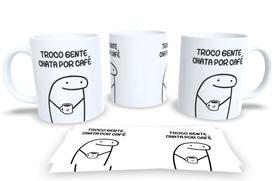 Caneca Branca de Porcelana Personalizada Flork Frases Engraçadas, Divertidas Pack2