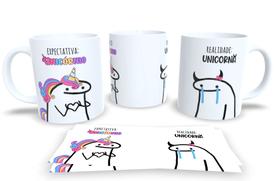 Caneca Branca de Porcelana Personalizada Flork Frases Engraçadas, Divertidas Pack2