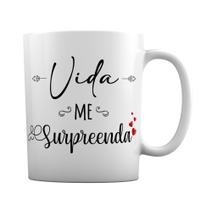 Caneca Branca Decoração de Mesa Vida Me Surpreenda