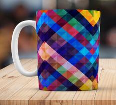 Caneca Branca Decoração Mesa Abstrato Xadrez