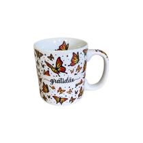 Caneca Branca Decorada Borboleta 280 Ml - Porcelana