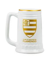 Caneca Branca Dourada Porcelana 500ml - Flamengo