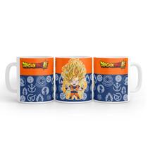 Caneca Branca Dragon Ball Goku SSJ2 Cerâmica 325 Ml