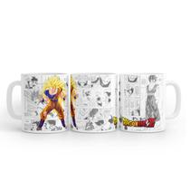 Caneca Branca Dragon Ball Mangá Goku SSJ3 Cerâmica 325 Ml