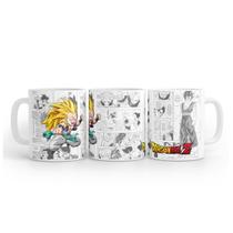Caneca Branca Dragon Ball Mangá Gotenks SSJ3 Cerâmica 325 Ml