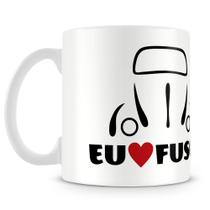 Caneca Branca Eu Amo Fusca - 325ml - Cerâmica de Alta Qualidade