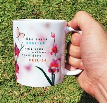 Caneca Branca Floral Personalizado com Mensagem