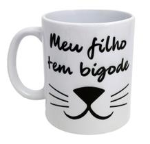 Caneca Branca Gato Personalizada - Meu Filho tem Bigode