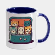 Caneca Branca Interna Azul Marinho de Porcelana 325ml LANCHEIRA GATINHOS FOFOS Caneca Branca Interna Azul Marinho de Porcelana 325ml LANCHEIRA GATINHOS FOFOS