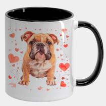 Caneca Branca Interna Preta de Porcelana 325ml BULLDOG CORACAO 2