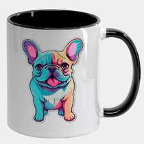 Caneca Branca Interna Preta de Porcelana 325ml BULLDOG FOFINHO PASTEL