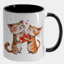 Caneca Branca Interna Preta de Porcelana 325ml GATINHOS PRESENTE AMIGO SECRETO 3