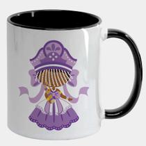 Caneca Branca Interna Preta de Porcelana 325ml NANA CANDOMBLE DESENHO 2