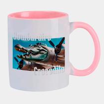 Caneca Branca Interna Rosa de Porcelana 325ml Bombardiro Bombardino Crocodilo Brainrot Meme 2 Caneca Branca Interna Rosa de Porcelana 325ml Bombardiro Bombardino Crocodilo Brainrot Meme 2