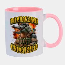 Caneca Branca Interna Rosa de Porcelana 325ml Brainrot Bombardino Crocodilo Funny Meme Caneca Branca Interna Rosa de Porcelana 325ml Brainrot Bombardino Crocodilo Funny Meme