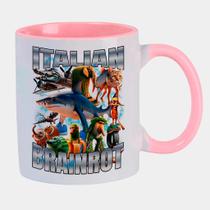 Caneca Branca Interna Rosa de Porcelana 325ml Italian Brainrot Memes Caneca Branca Interna Rosa de Porcelana 325ml Italian Brainrot Memes