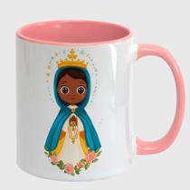 Caneca Branca Interna Rosa de Porcelana 325ml NOSSA SENHORA DA APARECIDA 6