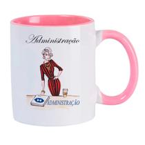 Caneca Branca Interna Rosa de Porcelana 325ml Profissoes Administracao 2