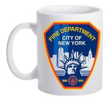 Caneca Branca Militar Bombeiro Americano Fire Policia Nypd