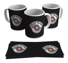 Caneca Branca Militar Policia Logo São Paulo Boinas Frases
