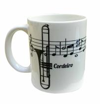 Caneca Branca Música Notas Musicais Instrumento Trombone Caneca Branca Música Notas Musicais Instrumento Trombone
