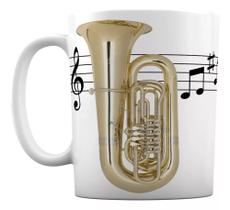 Caneca Branca Música Notas Musicais Instrumento Tuba Tubista