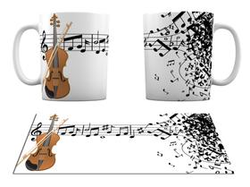Caneca Branca Música Notas Musicais Instrumento Violino Caneca Branca Música Notas Musicais Instrumento Violino