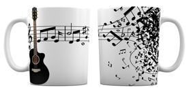 Caneca Branca Música Personalizado - Violão Notas Musicais Caneca Branca Música Personalizado - Violão Notas Musicais